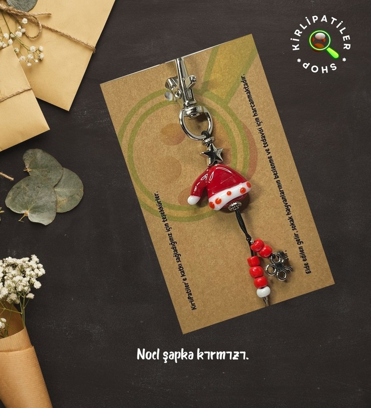 KirliPatiler Murano Cam Yılbaşı Noel Anahtarlık, Çanta Aksesuarı