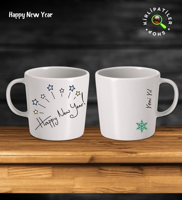 KirliPatiler Taş Kupa Fincan Üzeri Yeni Yıl Noel Baskılı