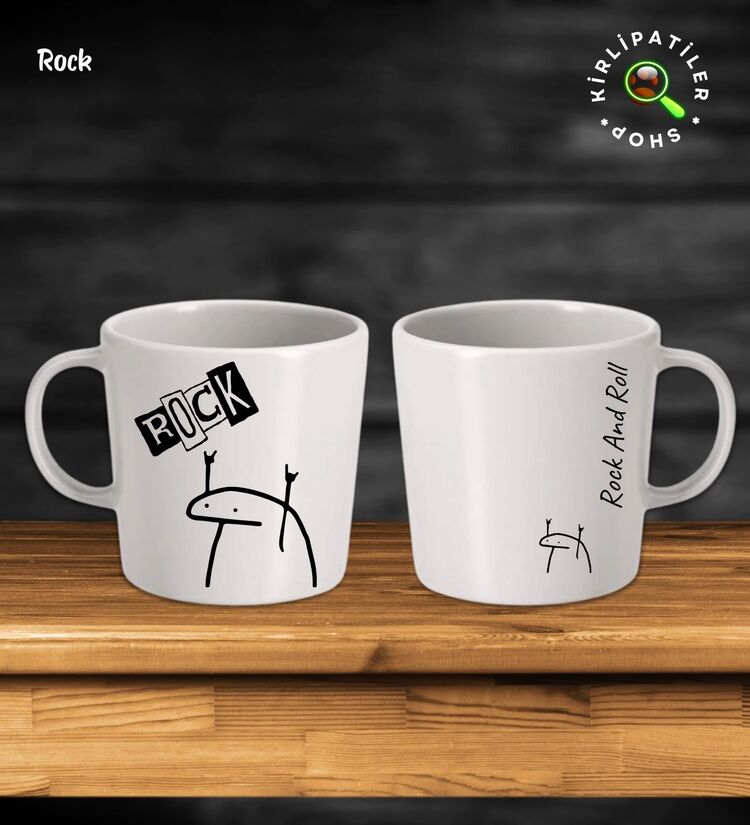 KirliPatiler Taş Kupa Fincan Üzeri Rock And Rolls Baskılı
