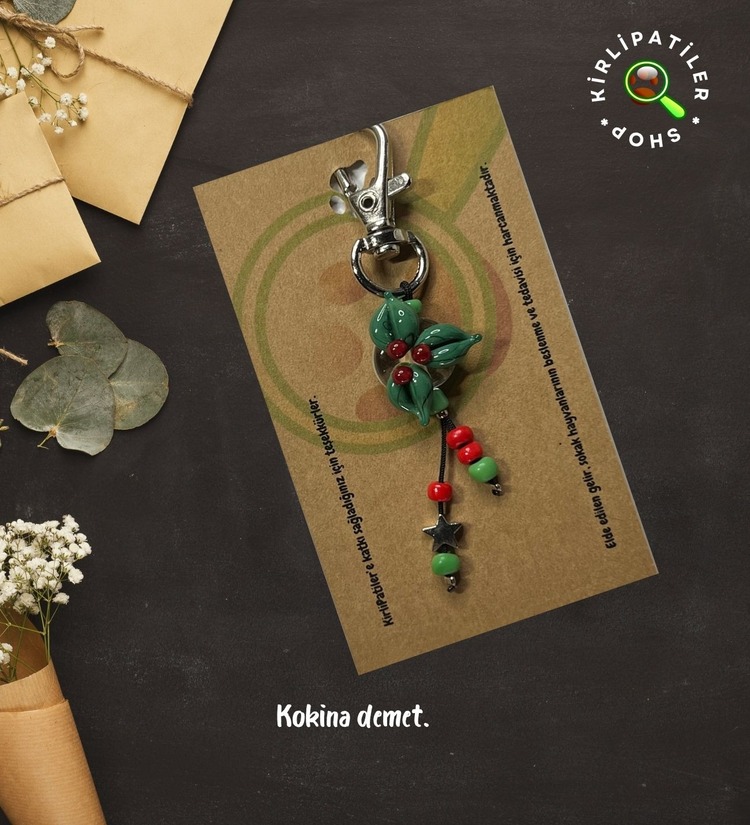 KirliPatiler Murano Cam Yılbaşı Noel Anahtarlık, Çanta Aksesuarı