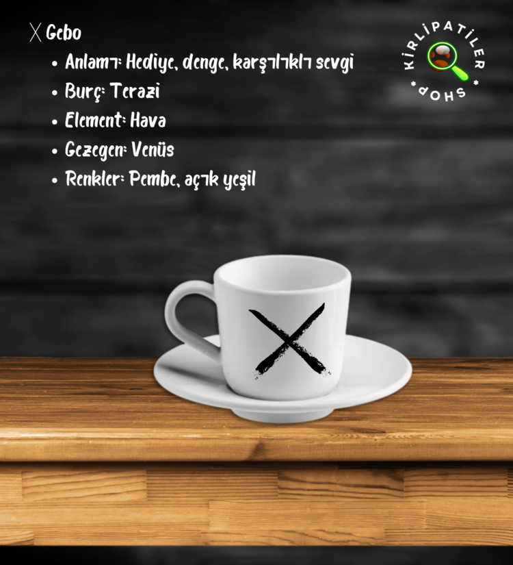 KirliPatiler Porselen Fincan Üzeri Rune Sembol Baskılı