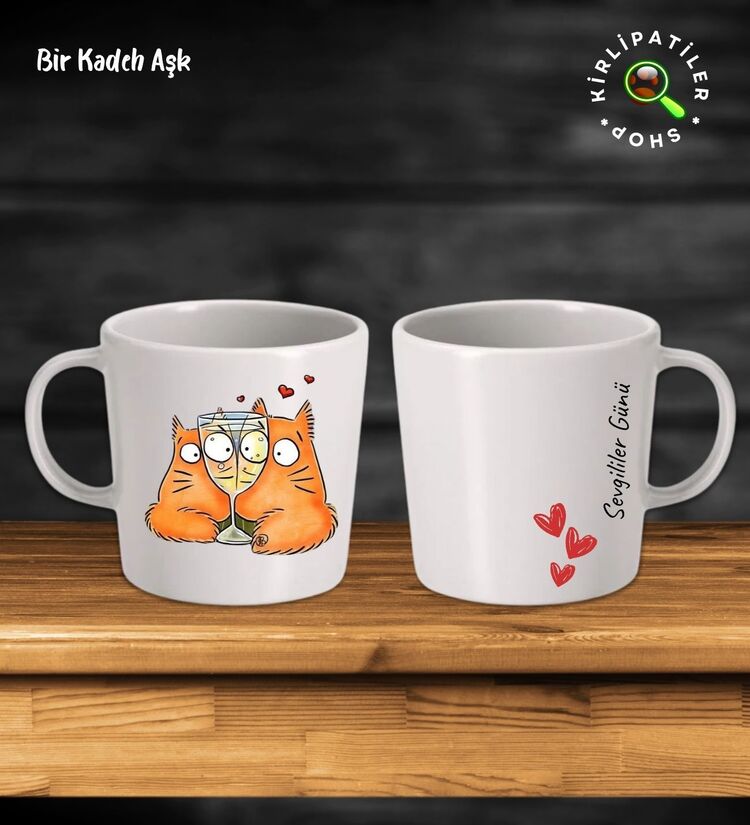 KirliPatiler Taş Kupa Fincan Üzeri Sevgili Kedi Baskılı