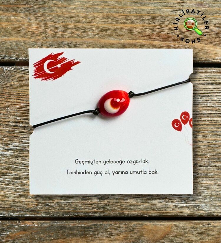 KirliPatiler Murano Cam Ay Yıldız Bayrak Figür Bileklik