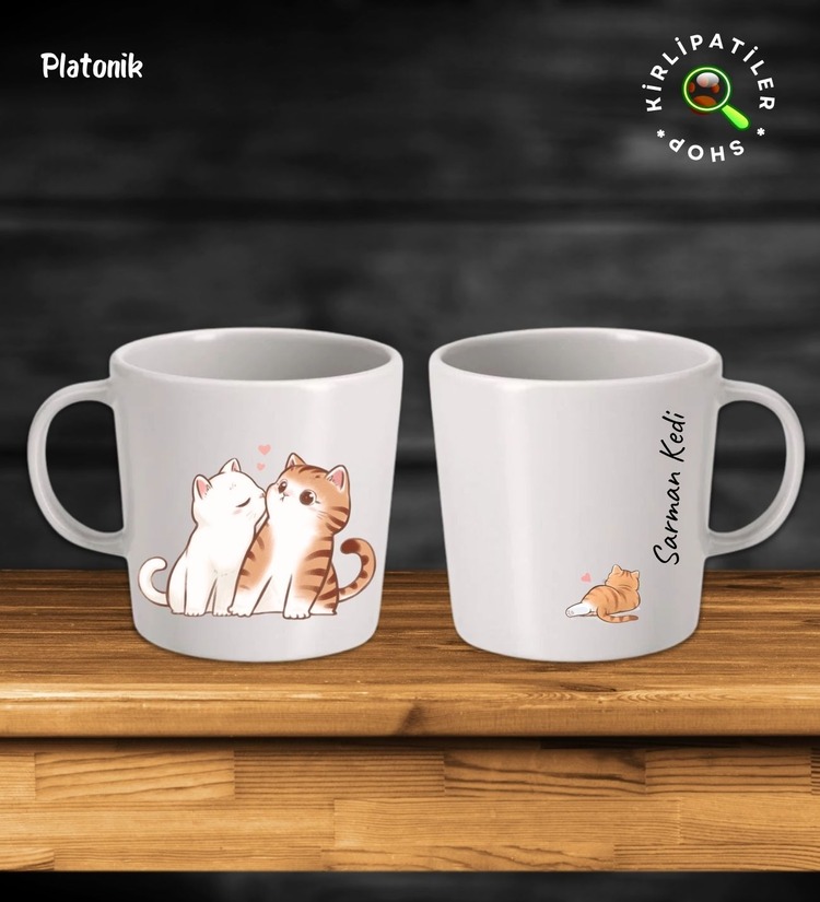 KirliPatiler Taş Kupa Fincan Üzeri Duygusal Kedi Baskılı