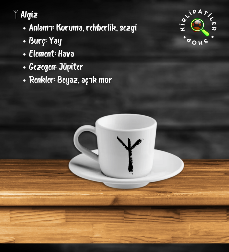 KirliPatiler Porselen Fincan Üzeri Rune Sembol Baskılı