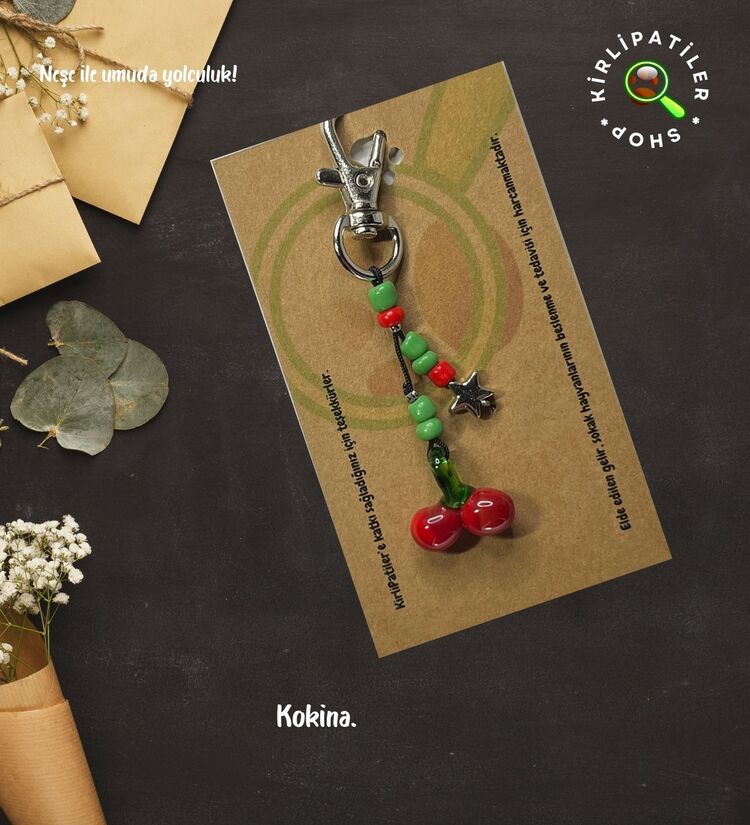 KirliPatiler Murano Cam Yılbaşı Noel Anahtarlık, Çanta Aksesuarı
