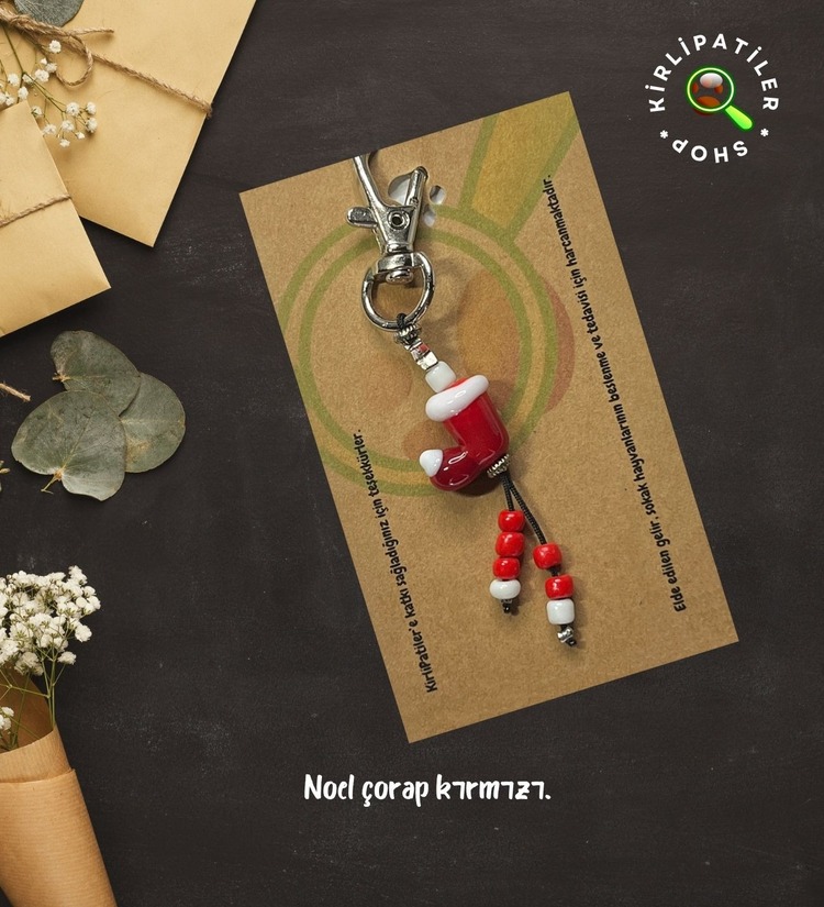 KirliPatiler Murano Cam Yılbaşı Noel Anahtarlık, Çanta Aksesuarı