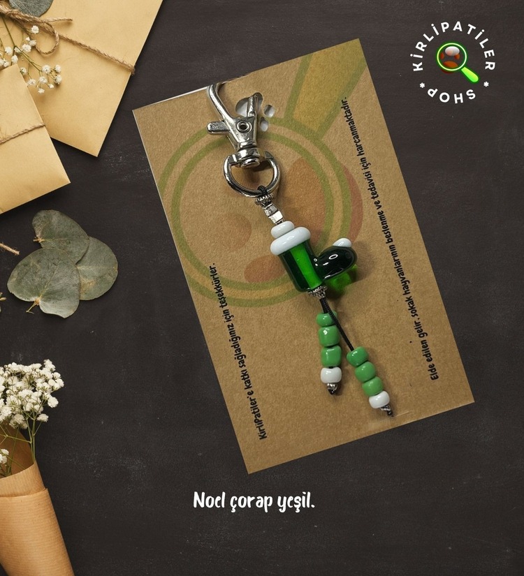 KirliPatiler Murano Cam Yılbaşı Noel Anahtarlık, Çanta Aksesuarı