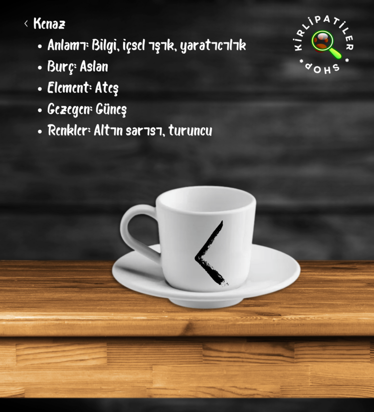KirliPatiler Porselen Fincan Üzeri Rune Sembol Baskılı