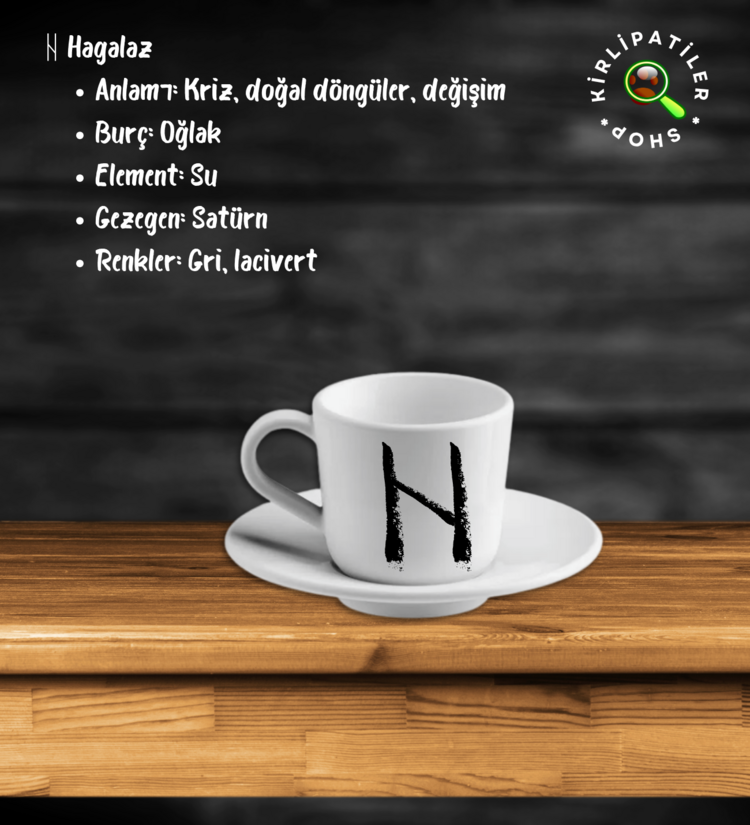 KirliPatiler Porselen Fincan Üzeri Rune Sembol Baskılı