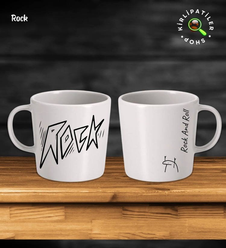 KirliPatiler Taş Kupa Fincan Üzeri Rock And Rolls Baskılı