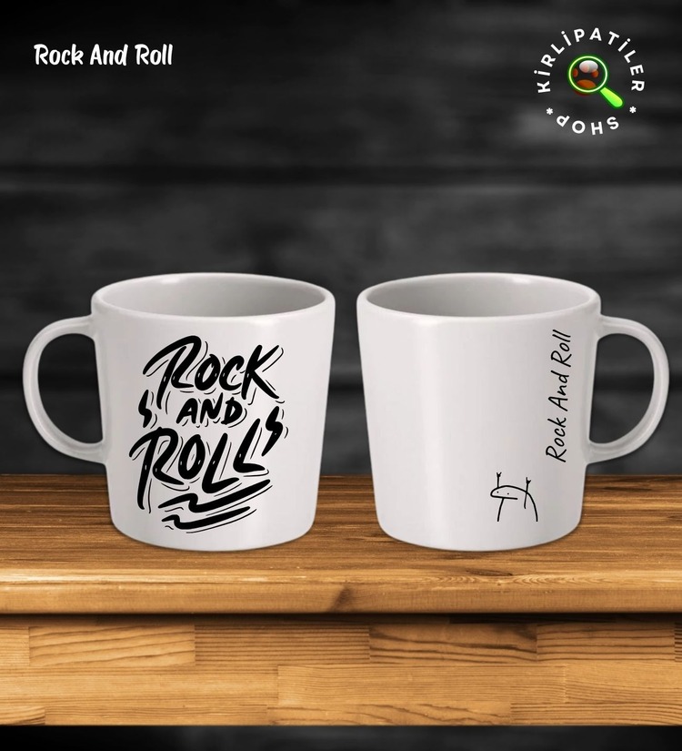 KirliPatiler Taş Kupa Fincan Üzeri Rock And Rolls Baskılı