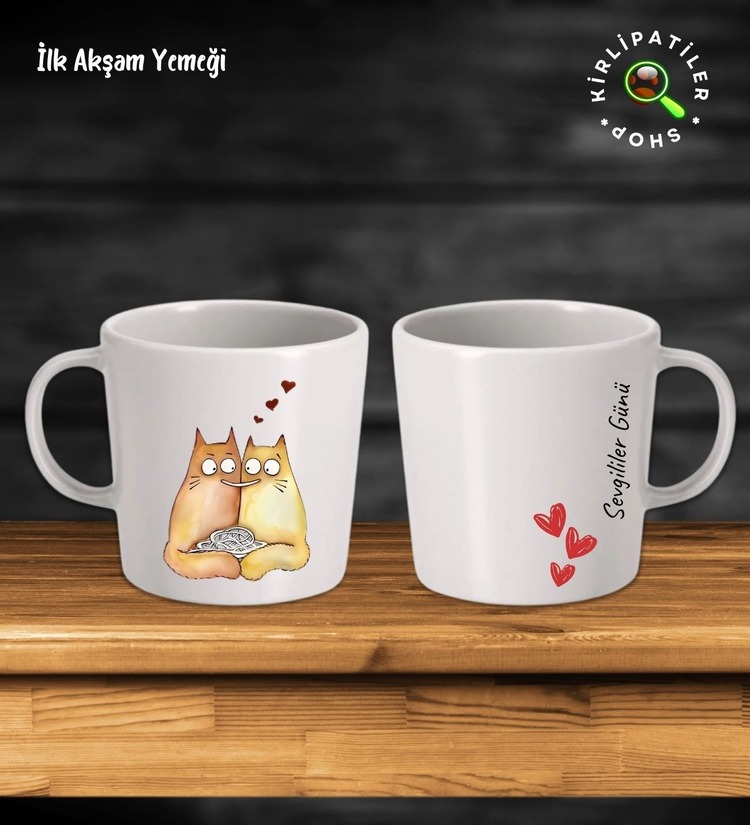 KirliPatiler Taş Kupa Fincan Üzeri Sevgili Kedi Baskılı