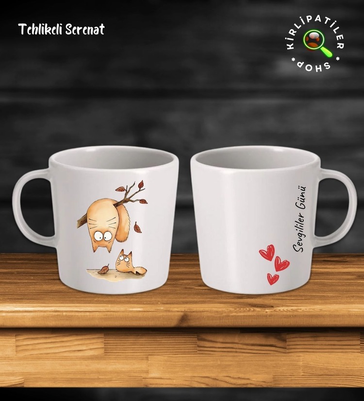KirliPatiler Taş Kupa Fincan Üzeri Sevgili Kedi Baskılı