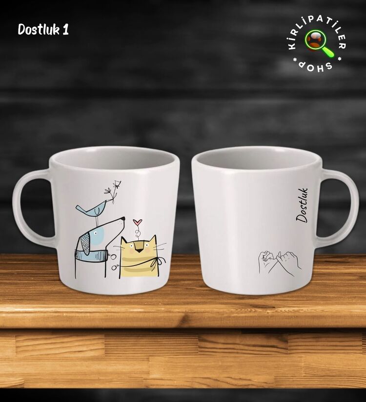 KirliPatiler Taş Kupa Fincan Üzeri Dostluk Baskılı
