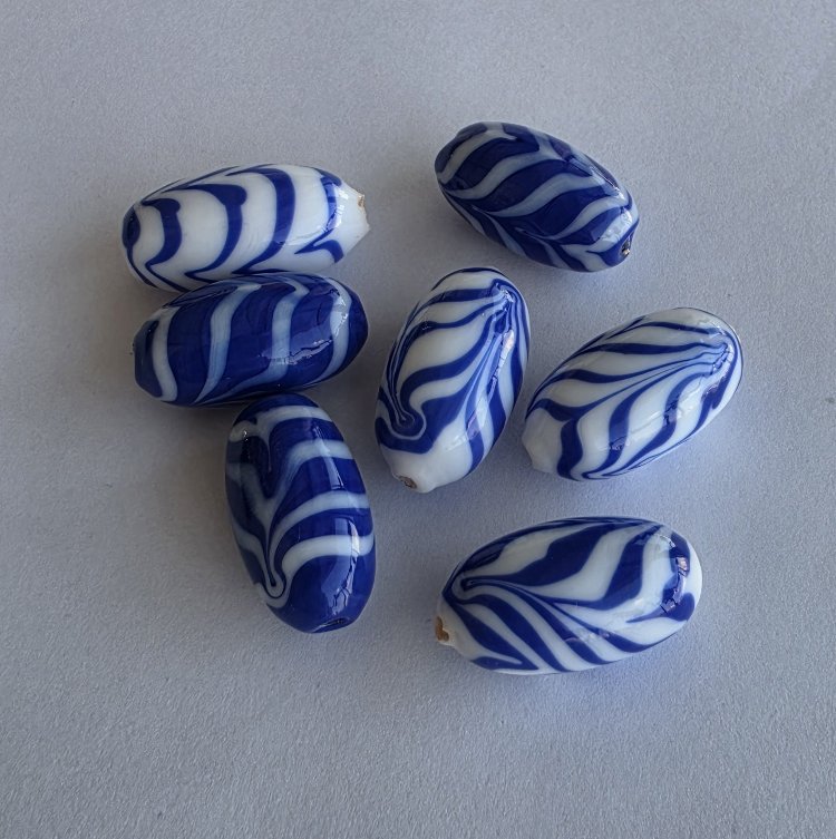 Murano Cam Zebra Desen Boncuk 1 Adet