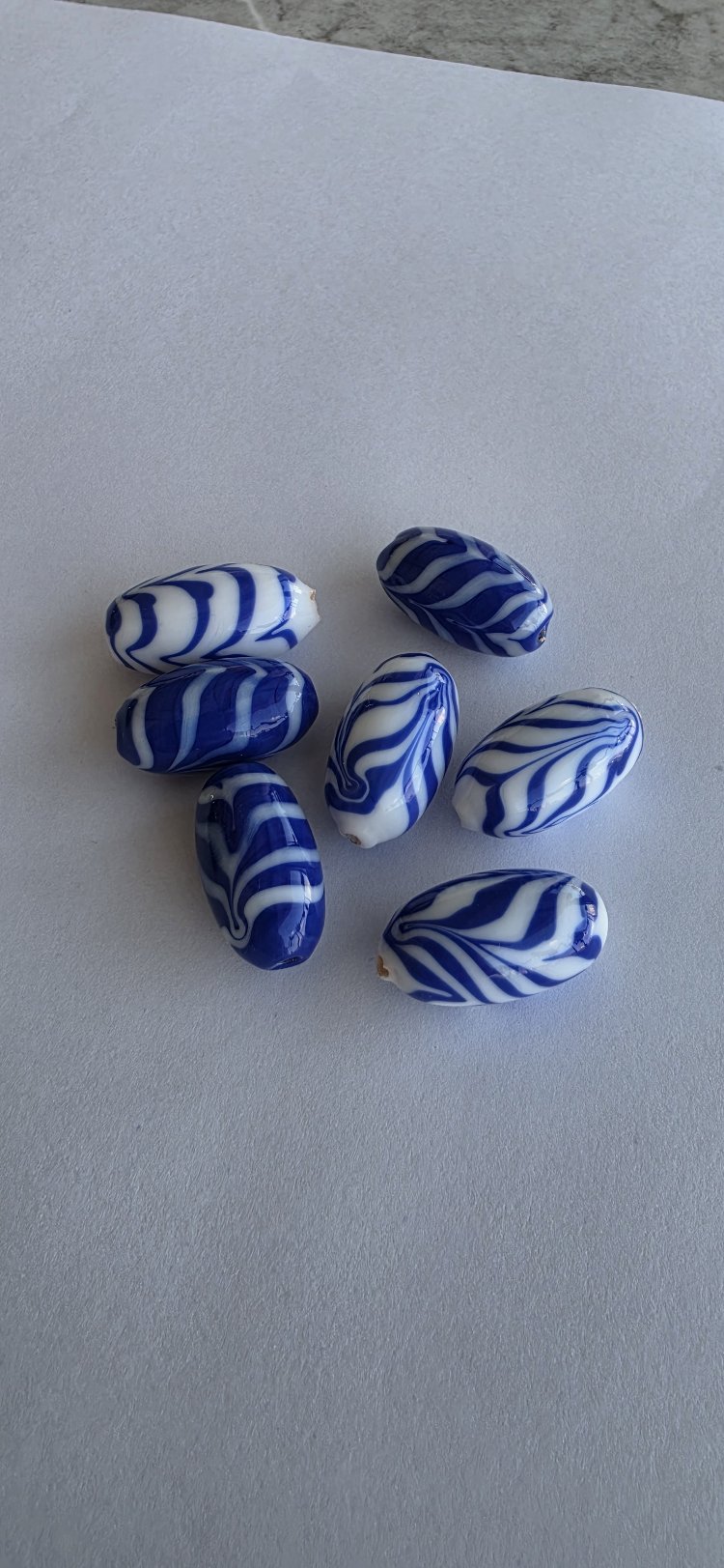 Murano Cam Zebra Desen Boncuk 1 Adet