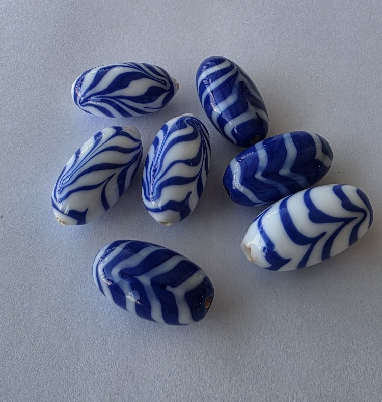 Murano Cam Zebra Desen Boncuk 1 Adet
