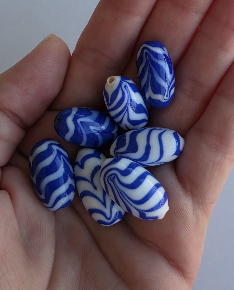 Murano Cam Zebra Desen Boncuk 1 Adet