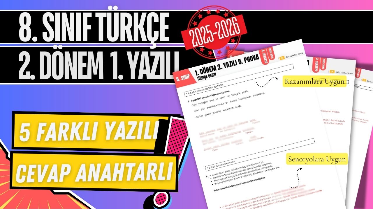 8. Sınıf Türkçe 2. Dönem 1. Yazılı Örnekleri PDF