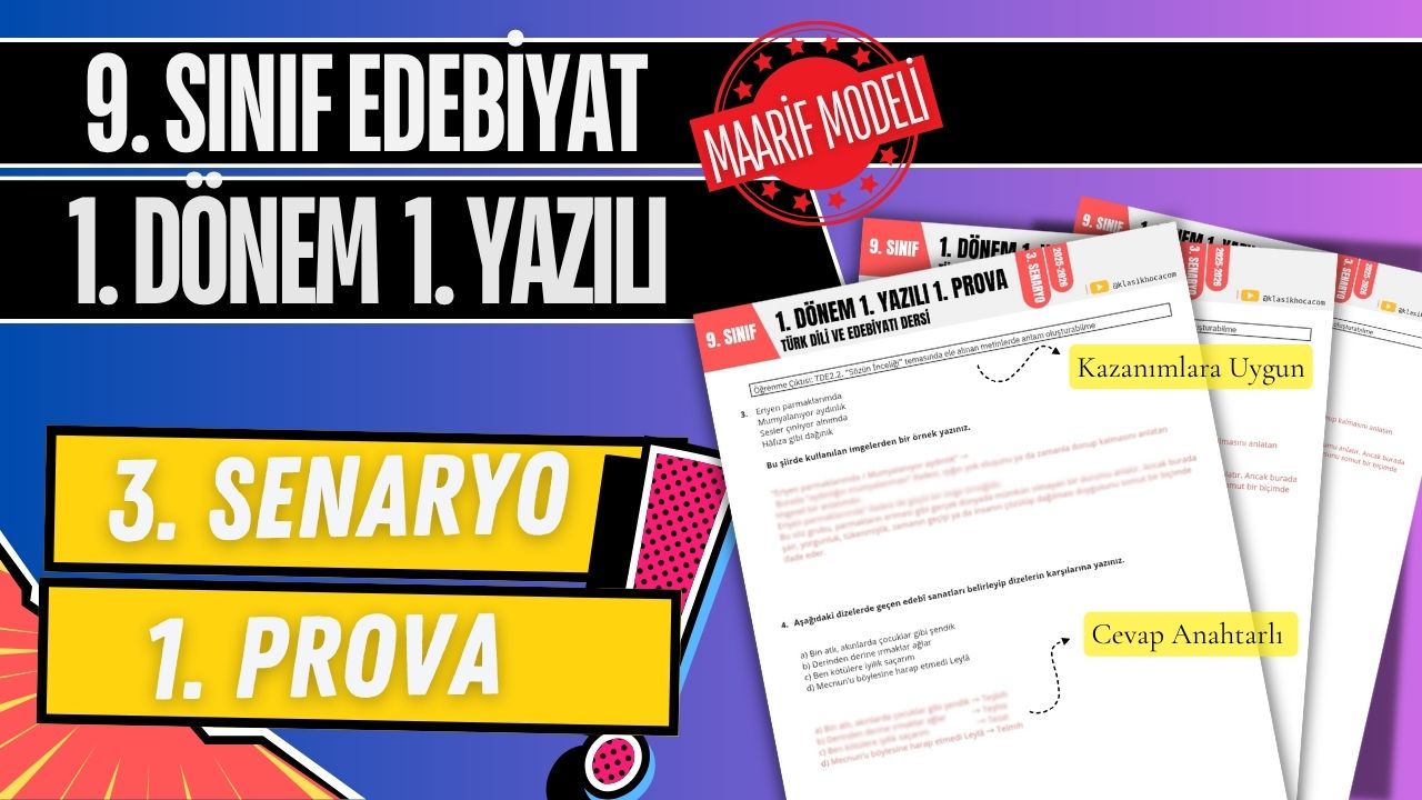 9. Sınıf Edebiyat 1. Dönem 1. Yazılı