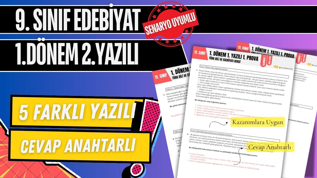 9. Sınıf Edebiyat 1. Dönem 2. Yazılı