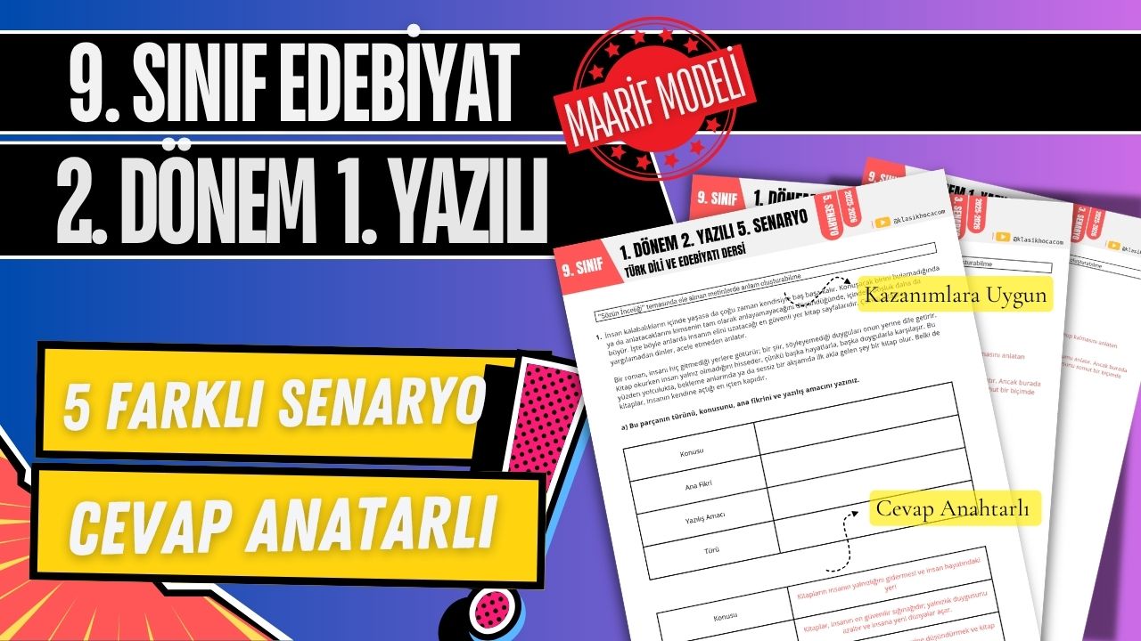 9. Sınıf Edebiyat 2. Dönem 1. Yazılı Örnekleri PDF