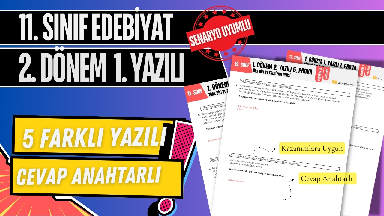 11. Sınıf Edebiyat 2. Dönem 1. Yazılı Örnekleri PDF