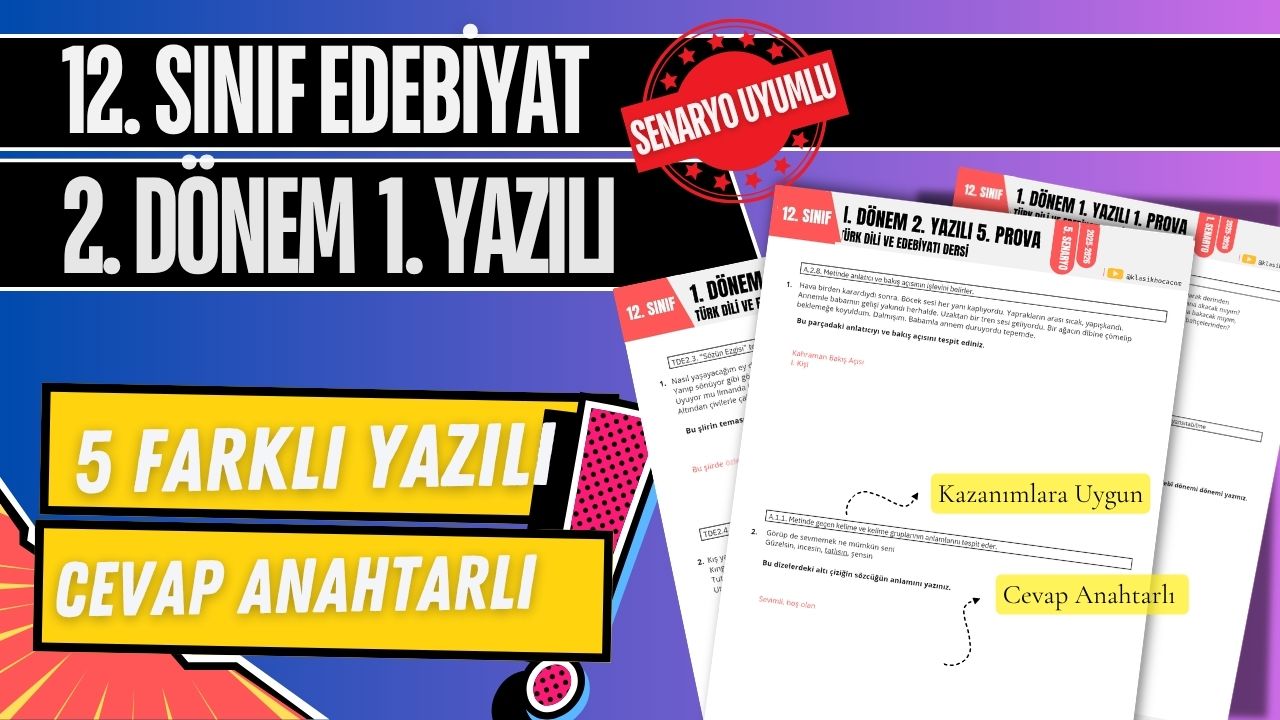 12. Sınıf Edebiyat 2. Dönem 1. Yazılı Örnekleri PDF