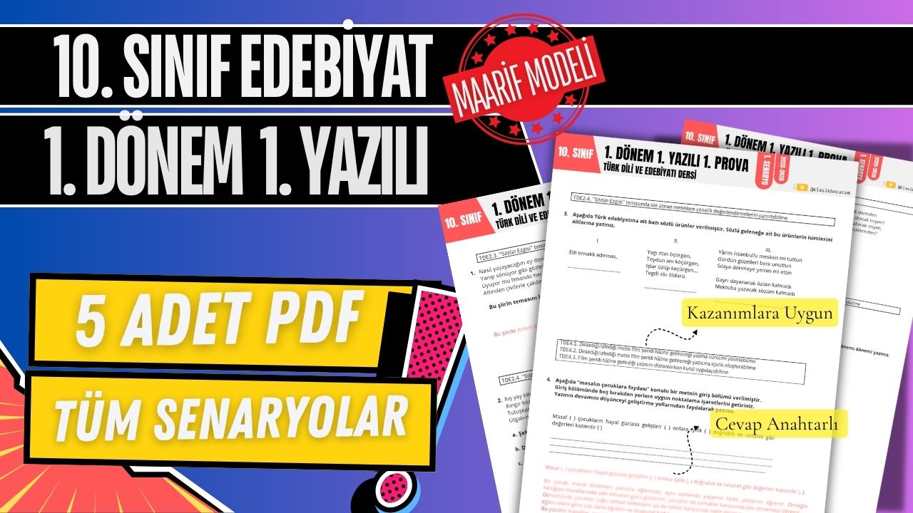 10. Sınıf Edebiyat 1. Dönem 1. Yazılı