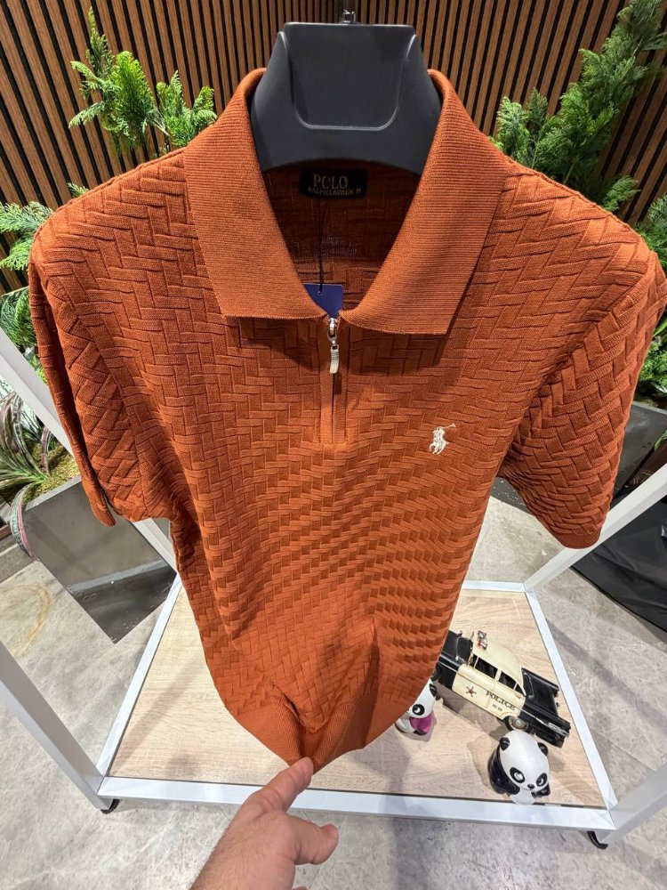 Polo Ralph Lauren Fermuarlı Kiremit Rengi Triko Polo