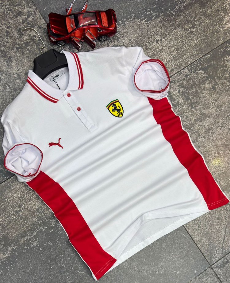 Ferrari Puma Beyaz Polo Yaka T-Shirt