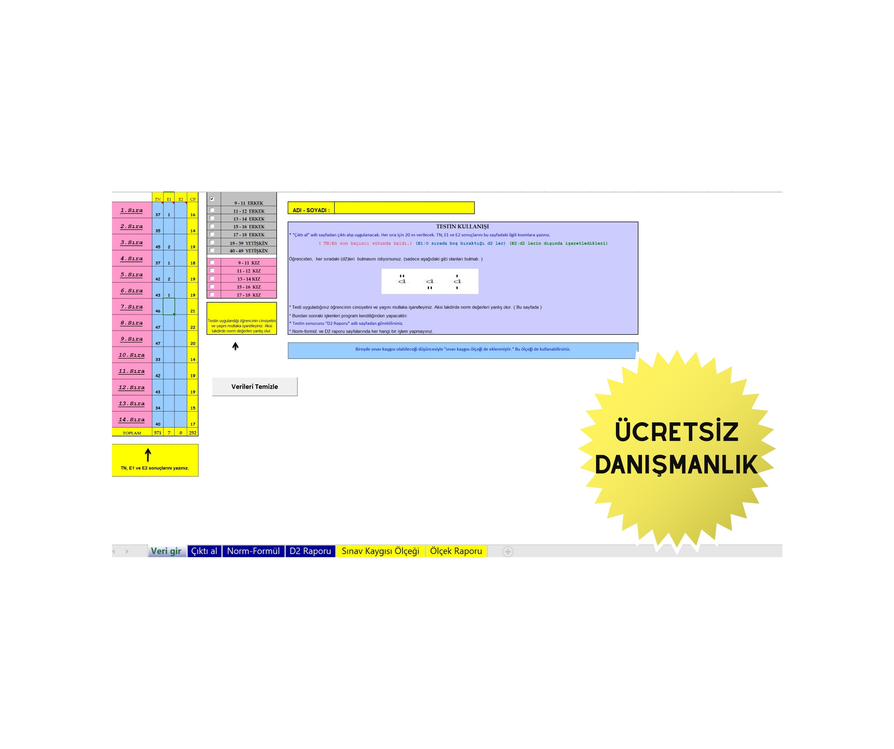 D2 Dikkat Testi + Sınav Kaygısı Ölçeği