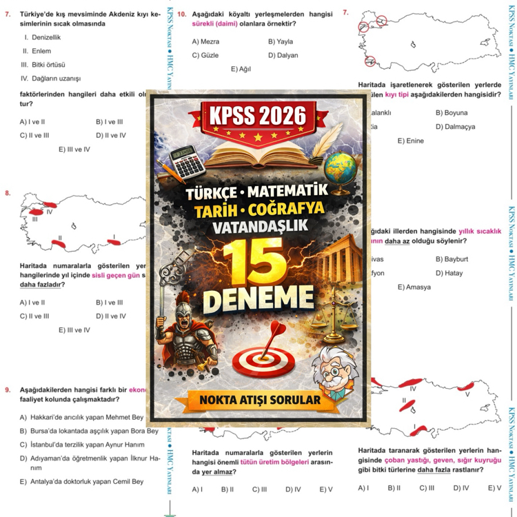 KPSS 2026 Genel Yetenek – Genel Kültür 75 Deneme (15’li Setler Halinde)