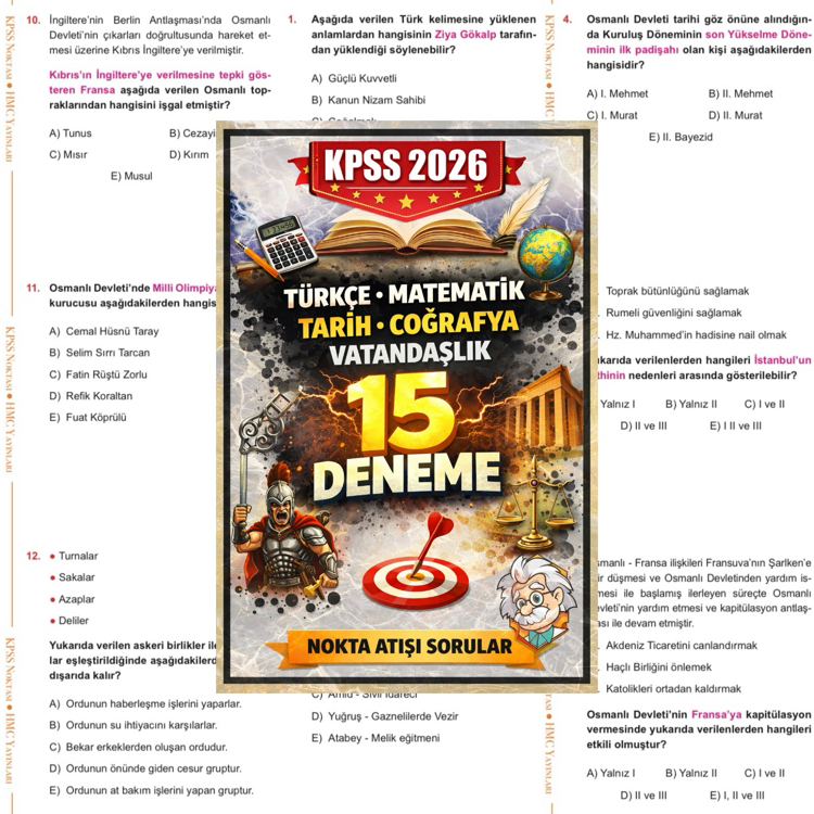 KPSS 2026 Genel Yetenek – Genel Kültür 75 Deneme (15’li Setler Halinde)