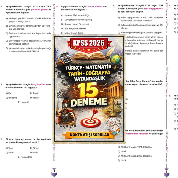 KPSS 2026 Genel Yetenek – Genel Kültür 75 Deneme (15’li Setler Halinde)