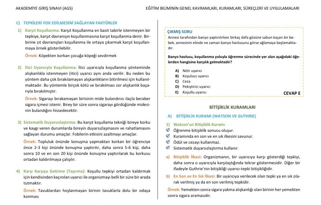 MEB - Akademi Giriş Sınavı (AGS) | PDF Ders Notu