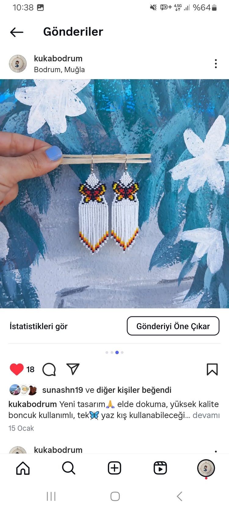 Sallantılı kelebek küpe 