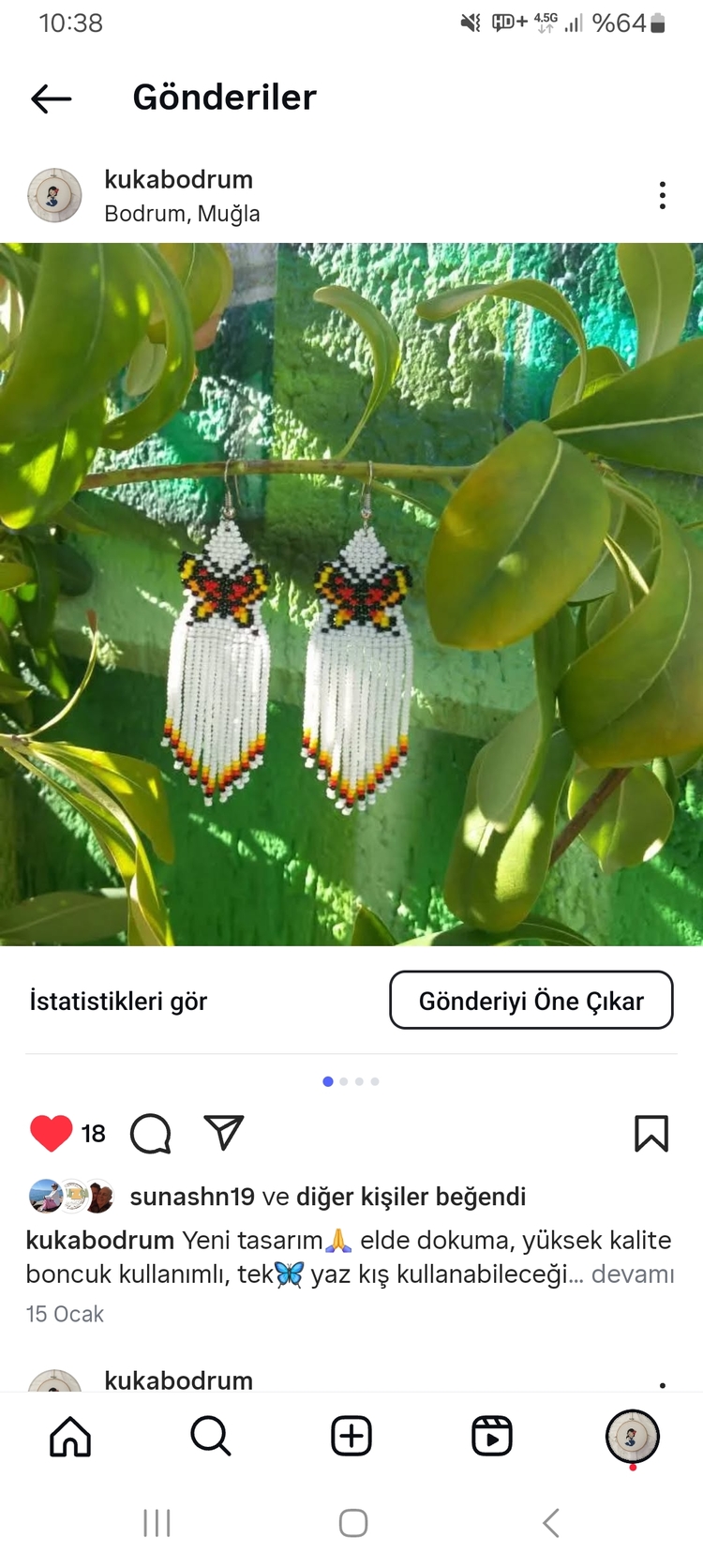 Sallantılı kelebek küpe 
