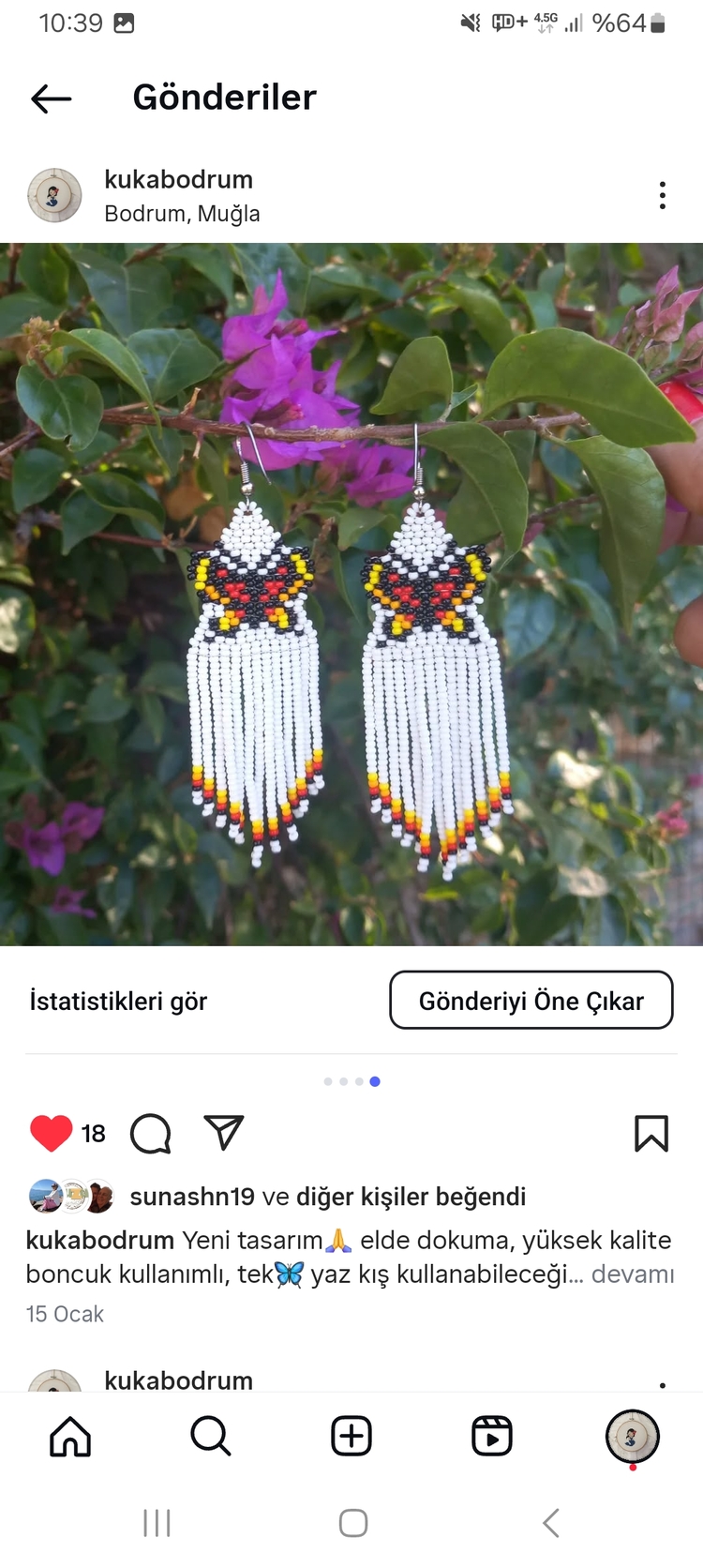 Sallantılı kelebek küpe 