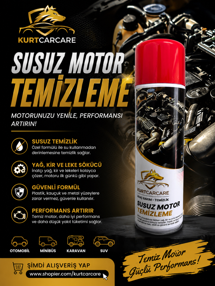 KurtCarCare Susuz Motor Temizleme