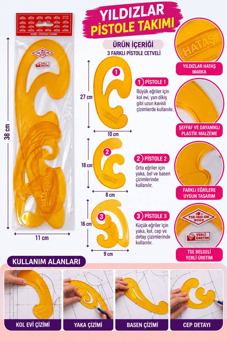 Pistole Cetvel Takımı