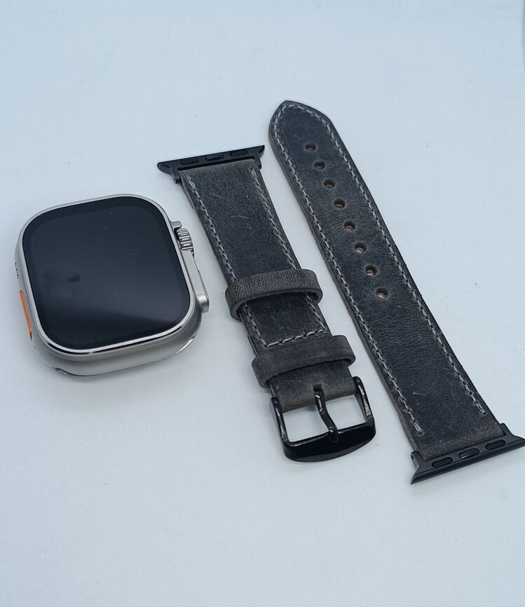 Applewatch Crazy Deri Saat Kordonu Gri