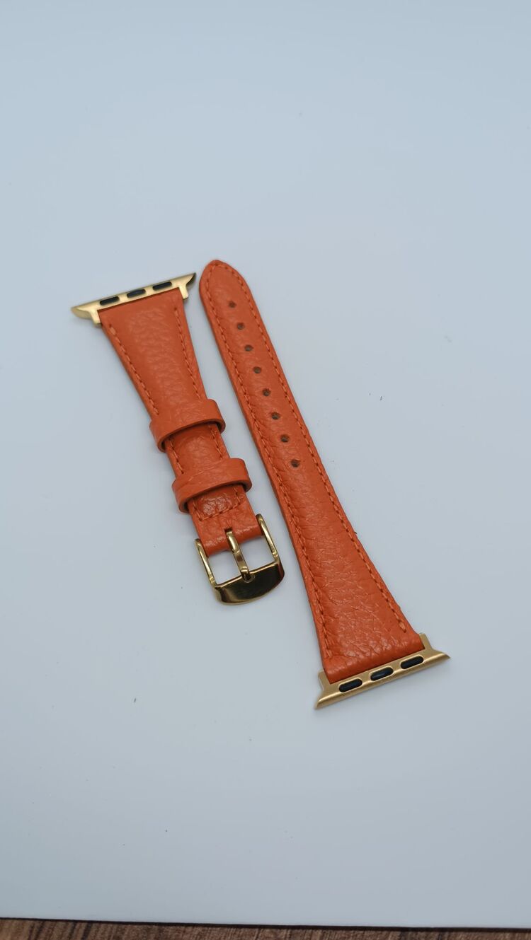 Applewatch Elegance Deri Saat Kordonu Turuncu