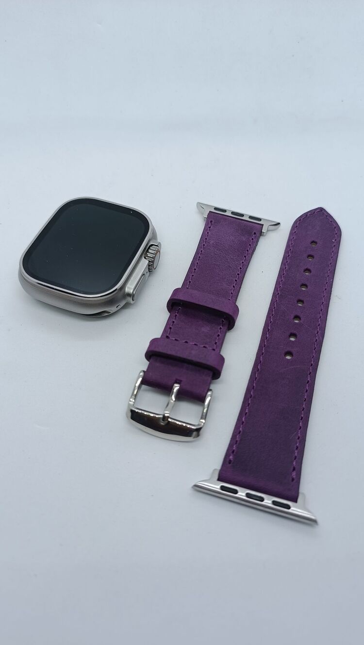 Applewatch Crazy Deri Saat Kordonu Mor