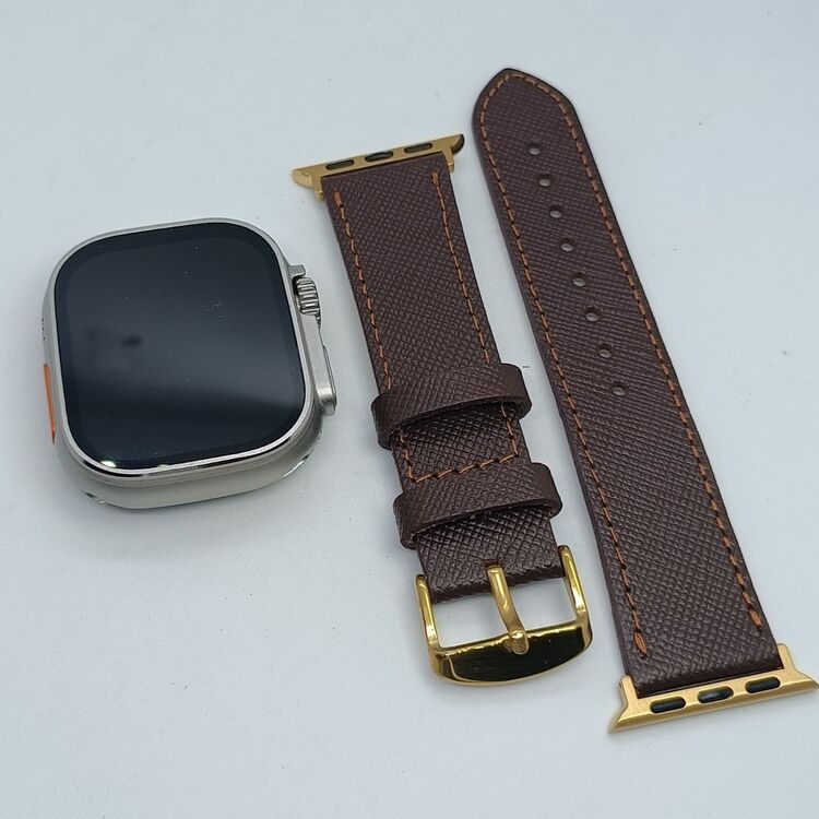 Applewatch Saffiano Deri Saat Kordonu Kahverengi 