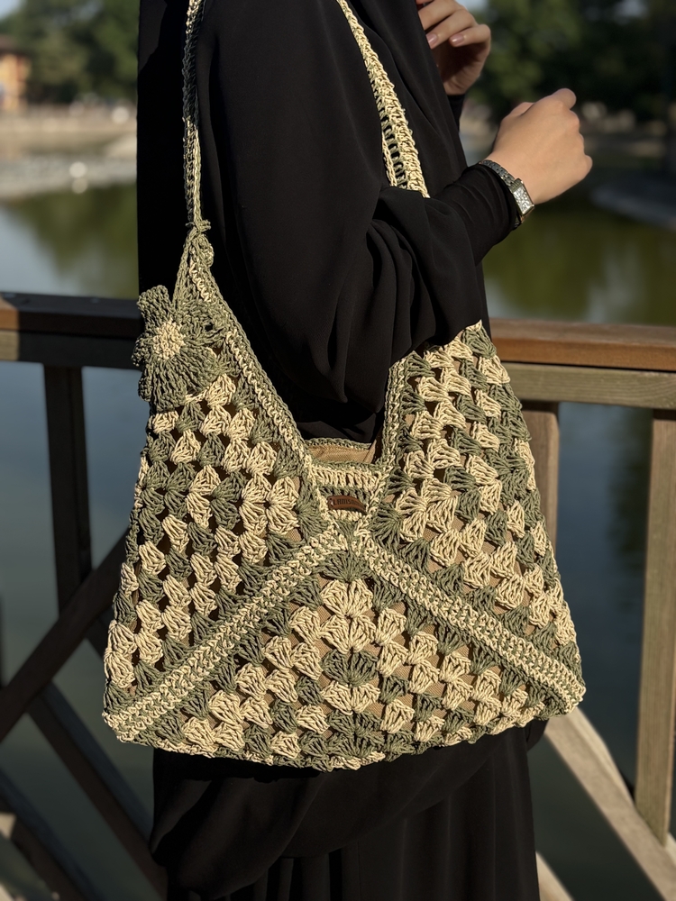 ZARF MODEL YEŞİL HASIR ÇANTA