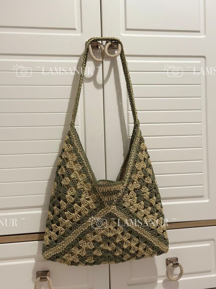 ZARF MODEL YEŞİL HASIR ÇANTA