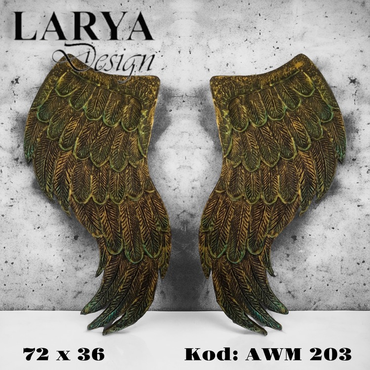 Tasarım Melek Kanatları antik sarı yeşil AWM 203