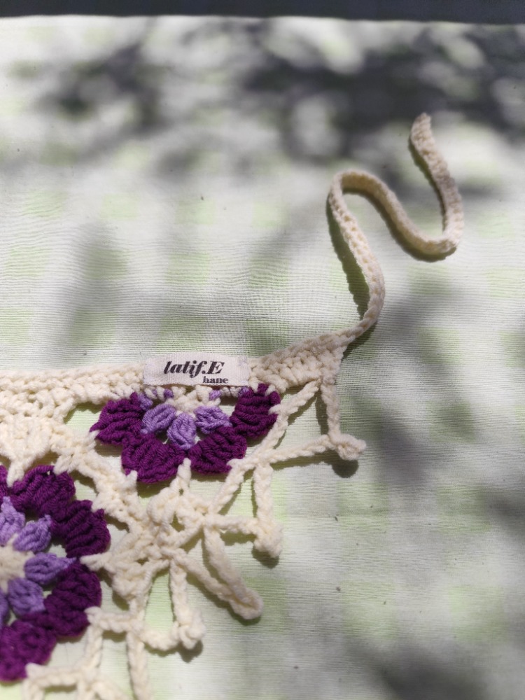 Mor Çiçekli Bandana